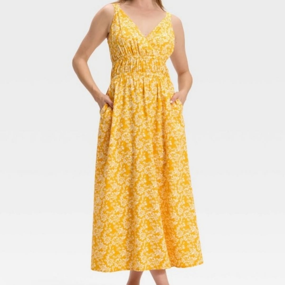 Universal Thread Yellow Floral Midi Dress
